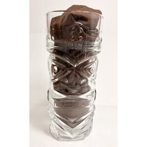 Tiki Man Glass Cup 14oz Barware Tall Cocktail Beer Deli Glass 6.5" Tall Ex Cond